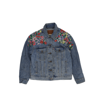 Levi's Vintage Floral Embroidered Denim Jacket Blue Medium Cotton Denim