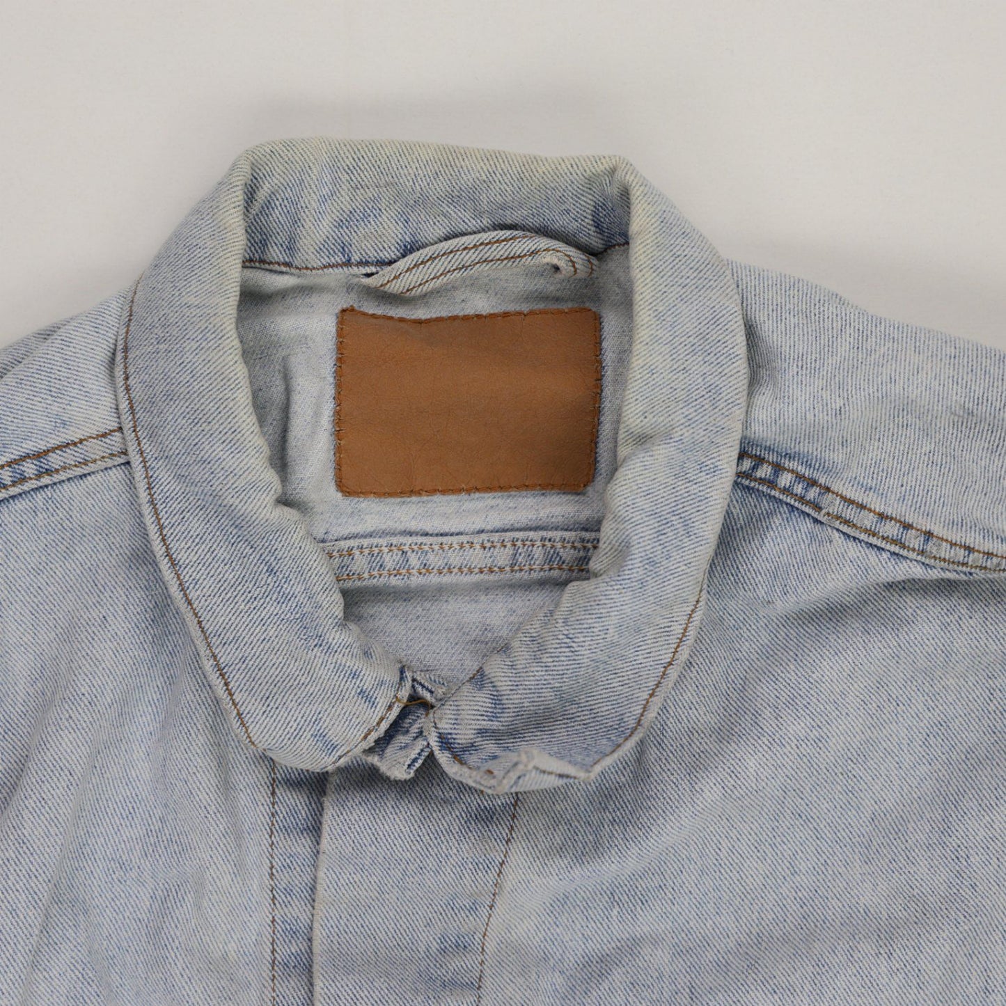 Vintage Light Wash Denim Jacket Unisex Large Stone Blue Cotton