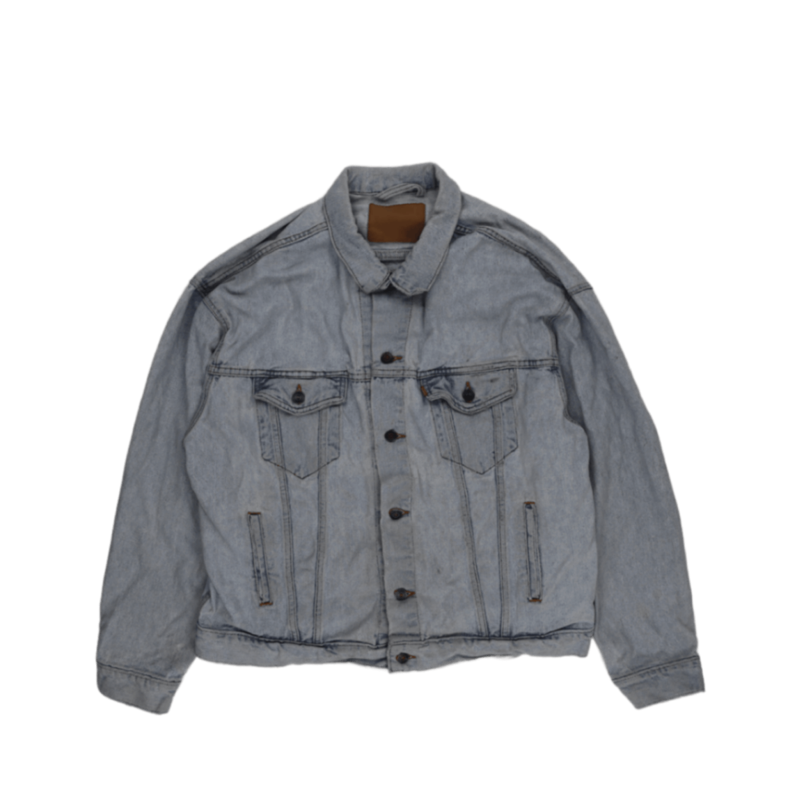 Vintage Light Wash Denim Jacket Unisex Large Stone Blue Cotton