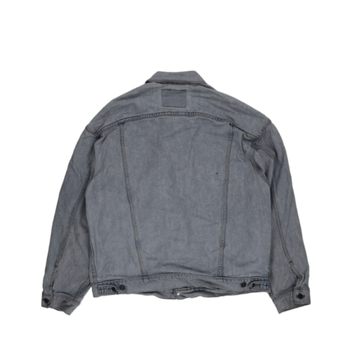 Vintage Light Wash Denim Jacket Unisex Large Stone Blue Cotton