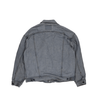 Vintage Light Wash Denim Jacket Unisex Large Stone Blue Cotton