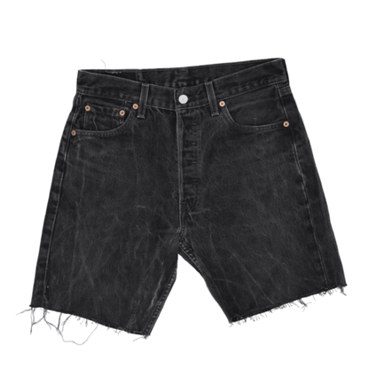 Levi's 501 Vintage Black Denim Cut-Off Shorts W30 L30 Cotton Denim Unisex