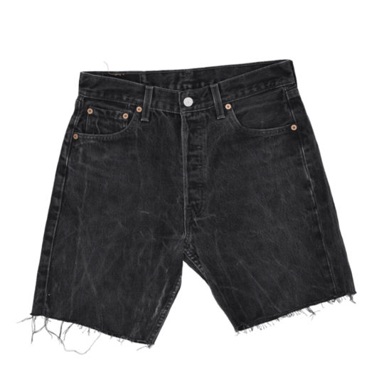 Levi's 501 Vintage Black Denim Cut-Off Shorts W30 L30 Cotton Denim Unisex