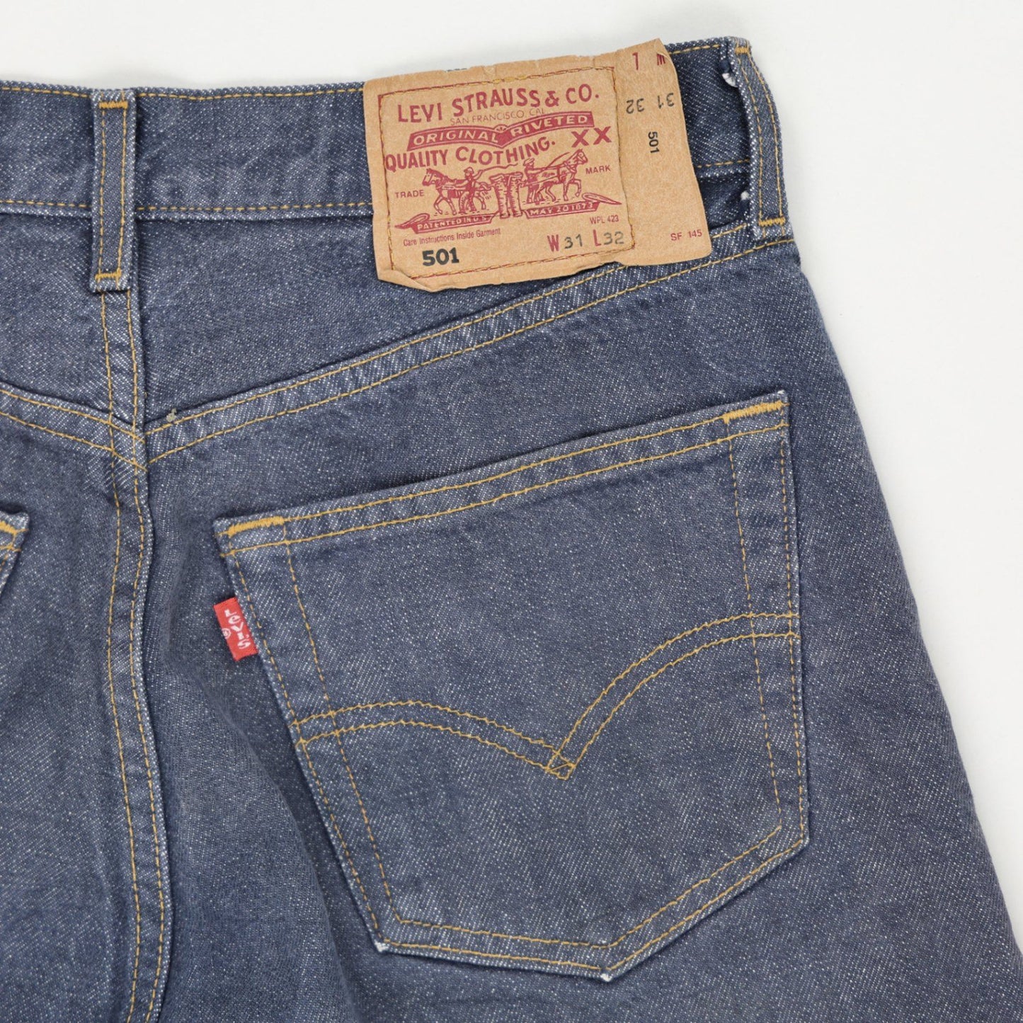 Levi's 501 Distressed Denim Shorts Blue W31 L32 Cotton Vintage