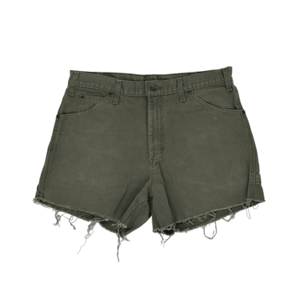 Dickies Olive Green Utility Shorts W32 Cotton Vintage Style 8 Inseam