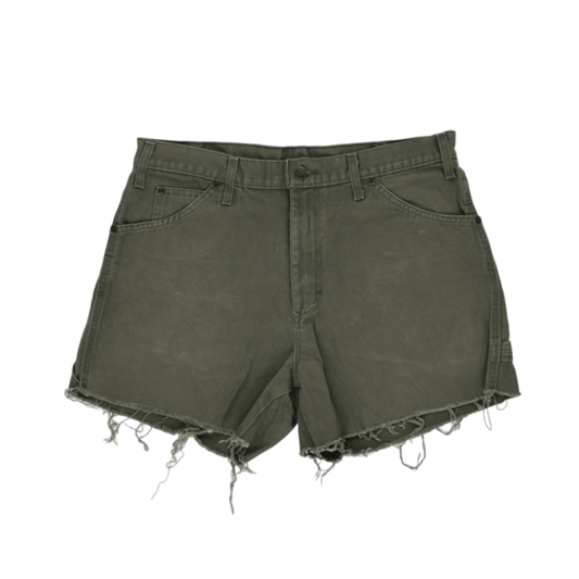 Dickies Olive Green Utility Shorts W32 Cotton Vintage Style 8 Inseam