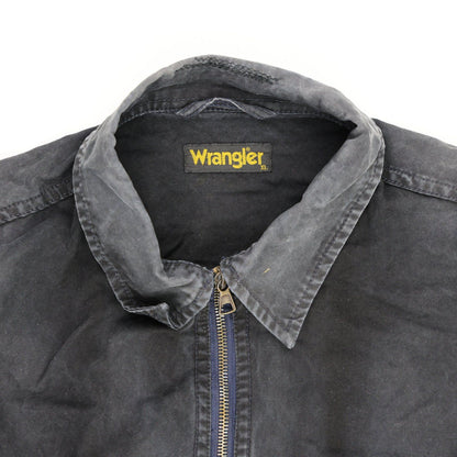 Wrangler Vintage Black Cotton Zip Up Jacket Size XL Mens Casual Outerwear