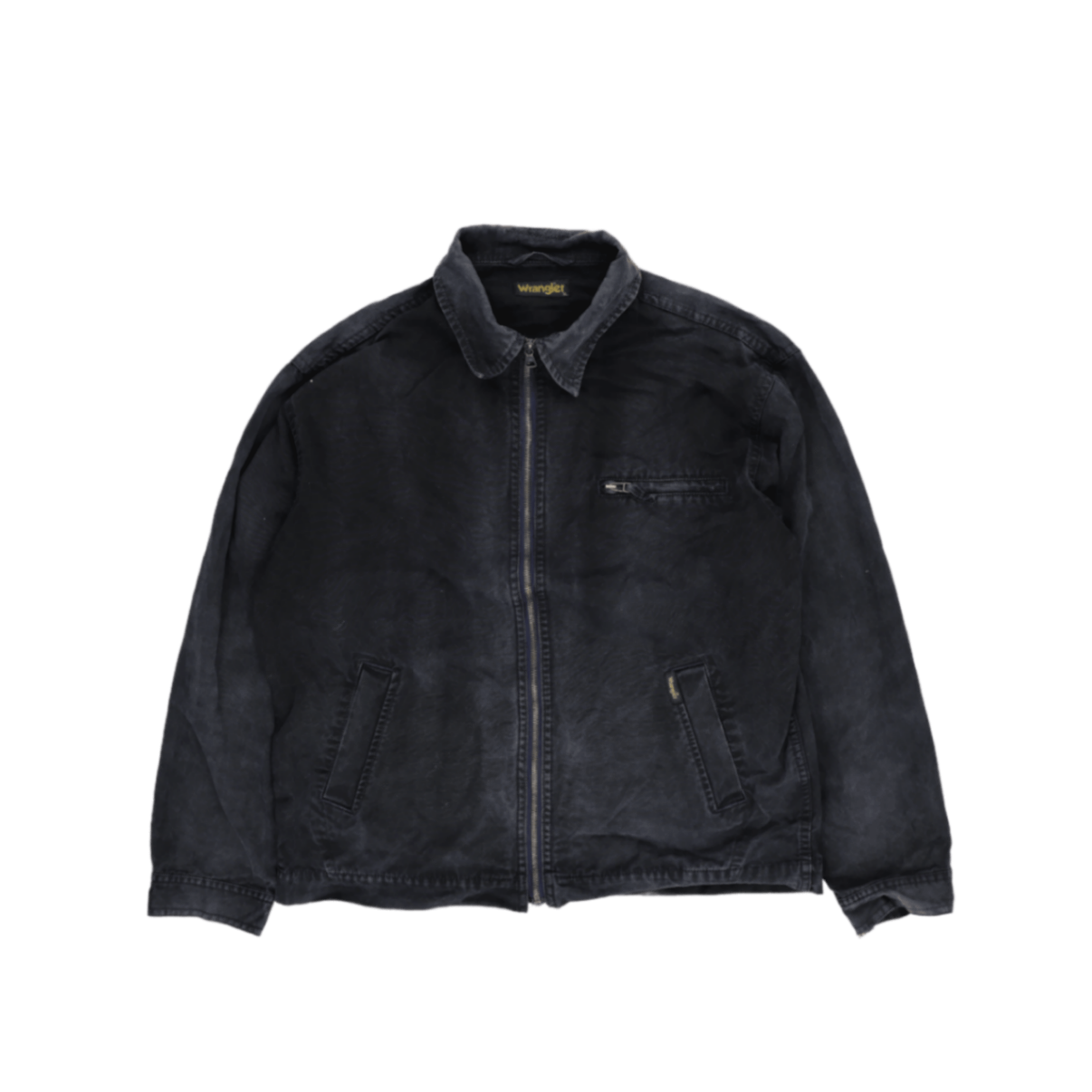 Wrangler Vintage Black Cotton Zip Up Jacket Size XL Mens Casual Outerwear