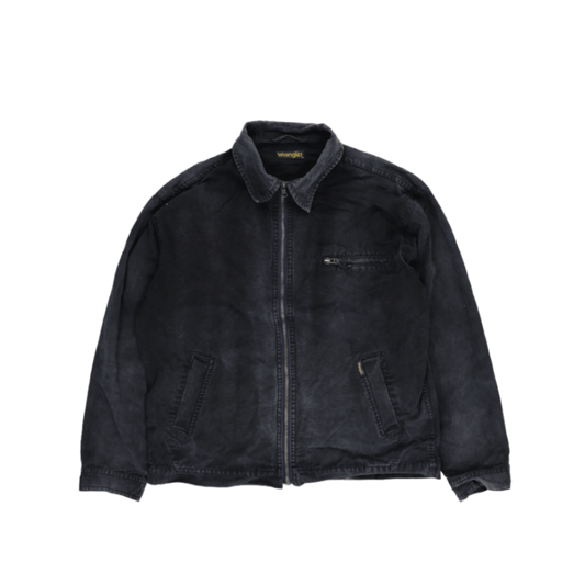 Wrangler Vintage Black Cotton Zip Up Jacket Size XL Mens Casual Outerwear