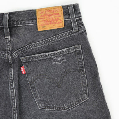 Levi's 501 Waterless High-Rise Distressed Black Denim Shorts W31 100% Cotton Vintage