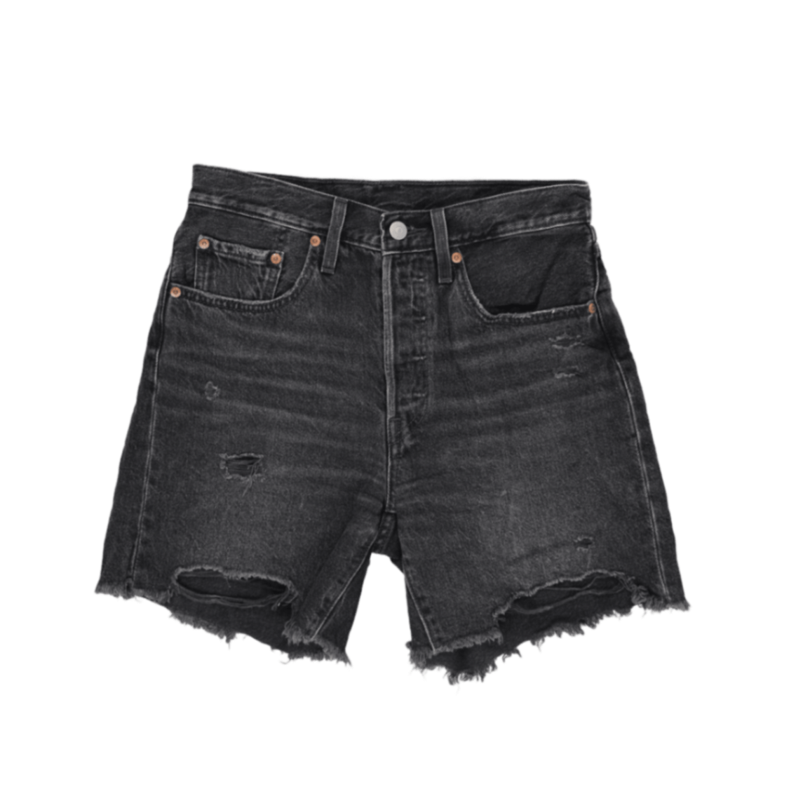 Levi's 501 Waterless High-Rise Distressed Black Denim Shorts W31 100% Cotton Vintage