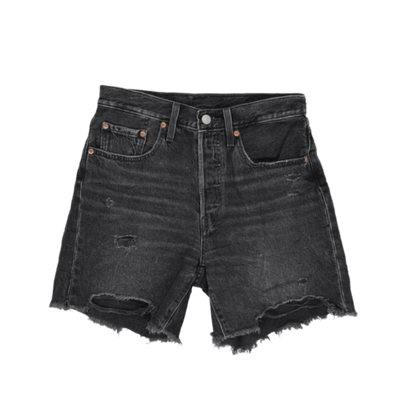 Levi's 501 Waterless High-Rise Distressed Black Denim Shorts W31 100% Cotton Vintage