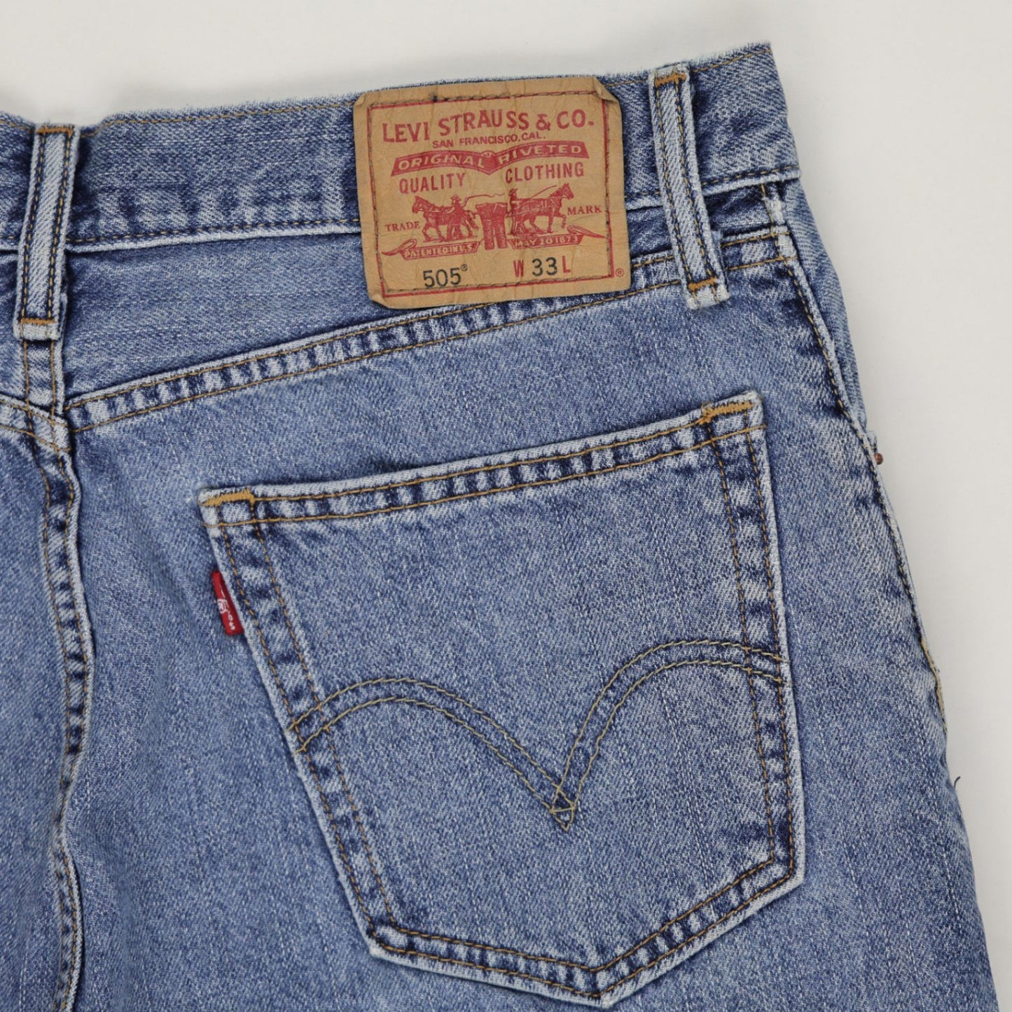 Levi's 505 Vintage Straight Fit Denim Shorts Blue W33 Cotton Denim