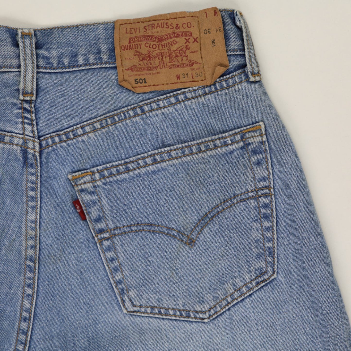 Levi's 501 Cut-Off Denim Shorts Light Blue W31 L30 Cotton Vintage