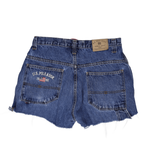 U.S. Polo Assn. Vintage Blue High Waisted Denim Shorts Size 10 8 Inch Inseam Cotton