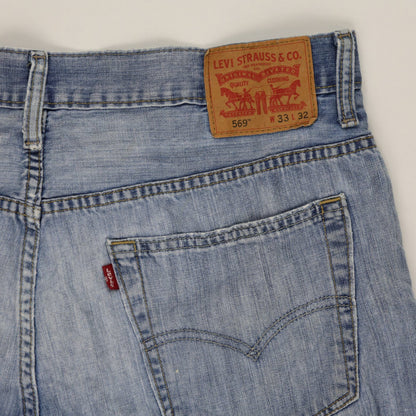 Levi's 569 Distressed Light Blue Denim Shorts W33 L32 Cotton Vintage