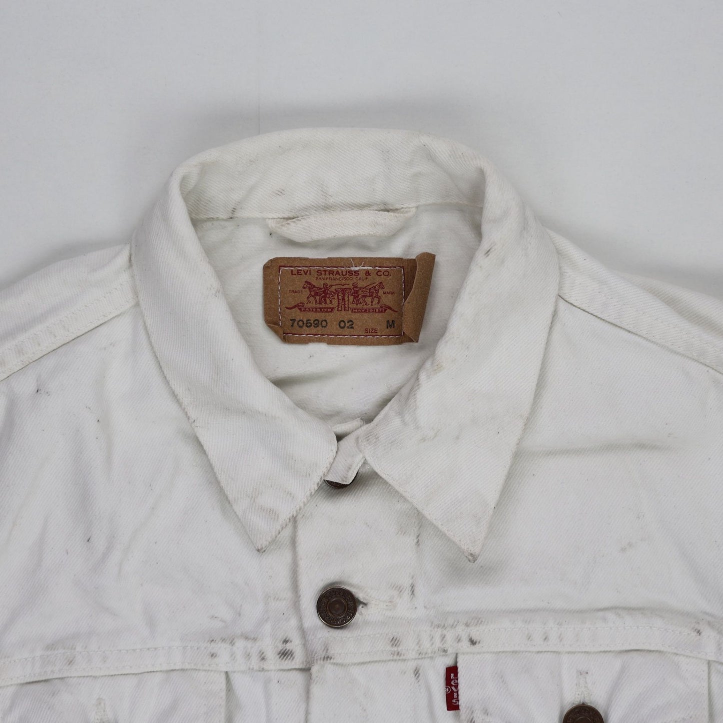 Levi's White Denim Trucker Jacket Size M Vintage Cotton