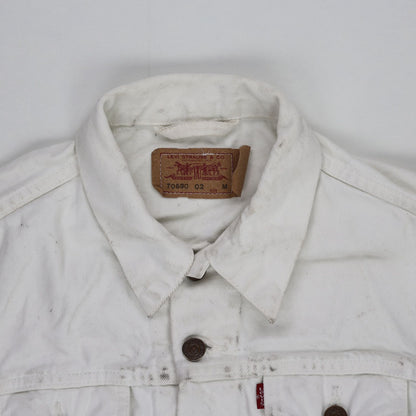 Levi's White Denim Trucker Jacket Size M Vintage Cotton