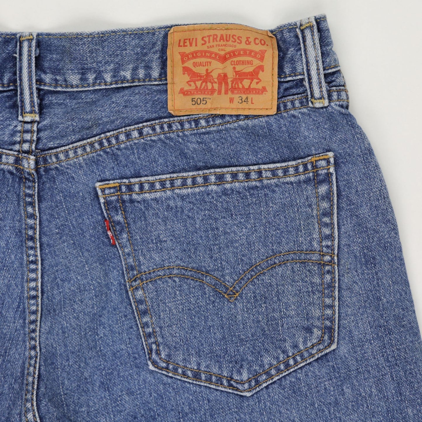 Levi's 505 Vintage Blue Denim Shorts W34 L Cotton Pre-loved