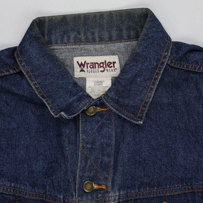 Wrangler Vintage Denim Trucker Jacket Blue XL 100% Cotton Men's Clothing