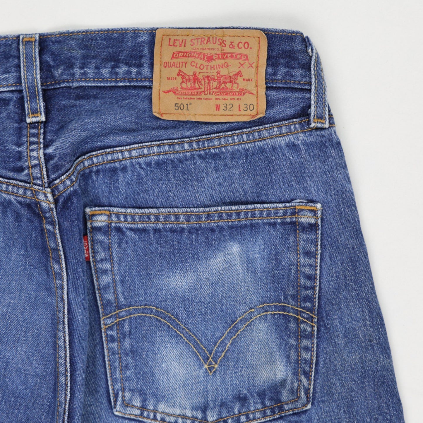 Levi's 501 Vintage Men's Denim Shorts Blue W32 L30 100% Cotton Cut-Off