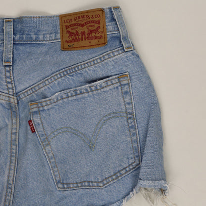 Levi's 501 Vintage Distressed High Waisted Denim Shorts Light Blue W31 Cotton