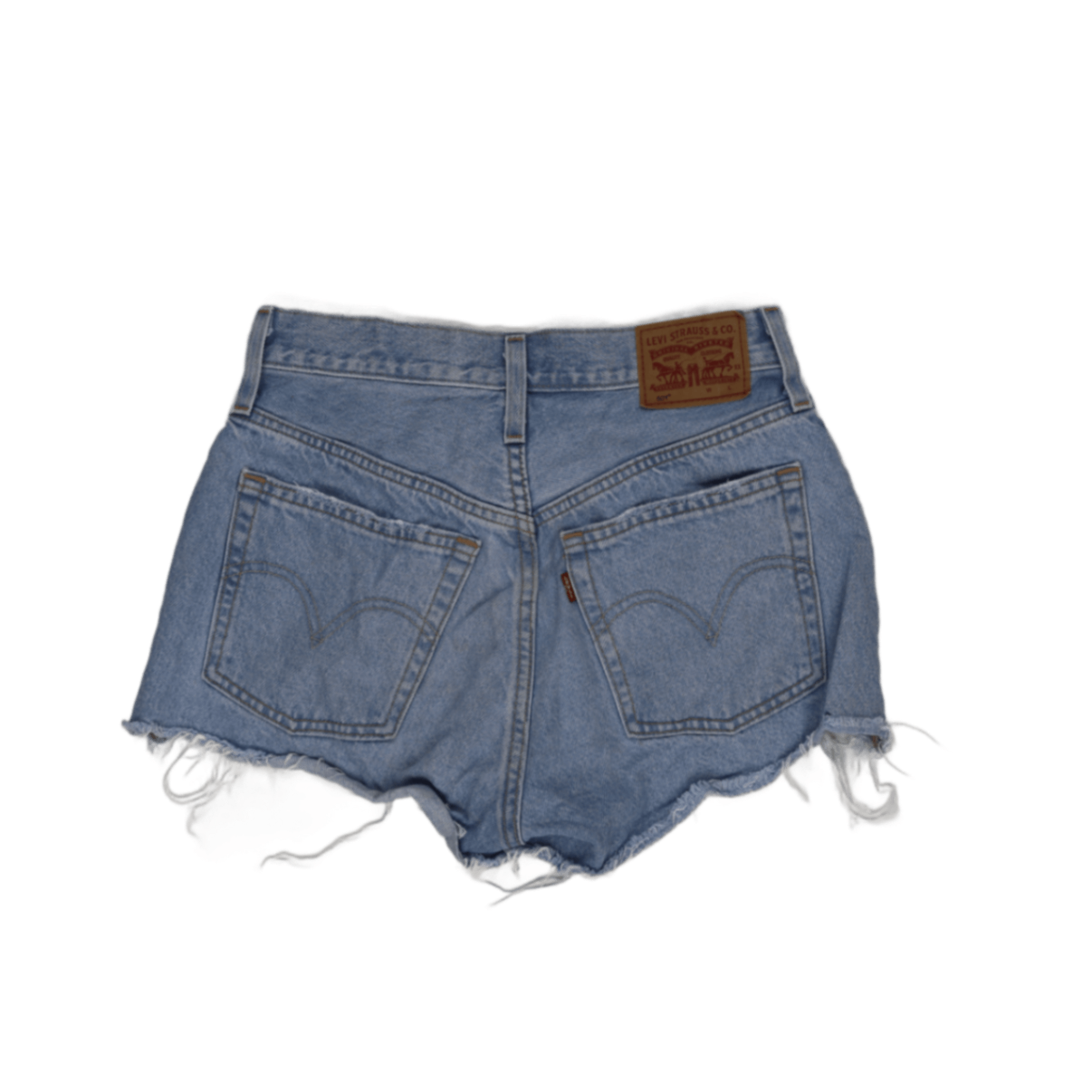 Levi's 501 Vintage Distressed High Waisted Denim Shorts Light Blue W31 Cotton