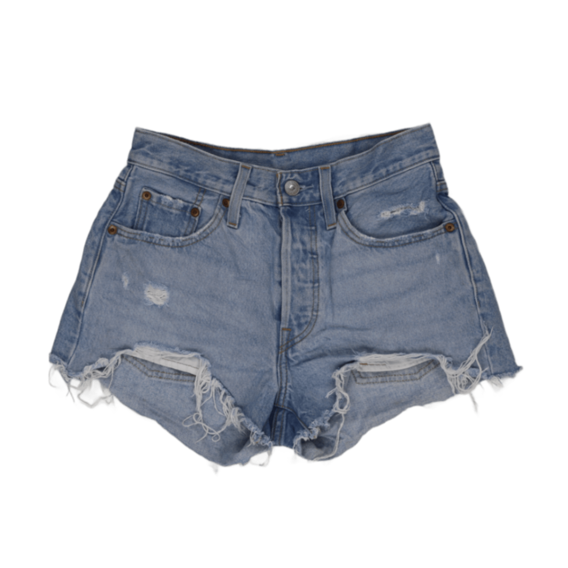 Levi's 501 Vintage Distressed High Waisted Denim Shorts Light Blue W31 Cotton