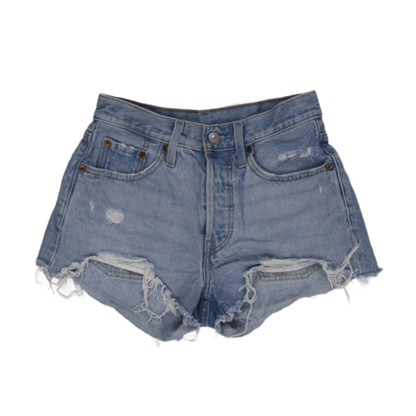 Levi's 501 Vintage Distressed High Waisted Denim Shorts Light Blue W31 Cotton