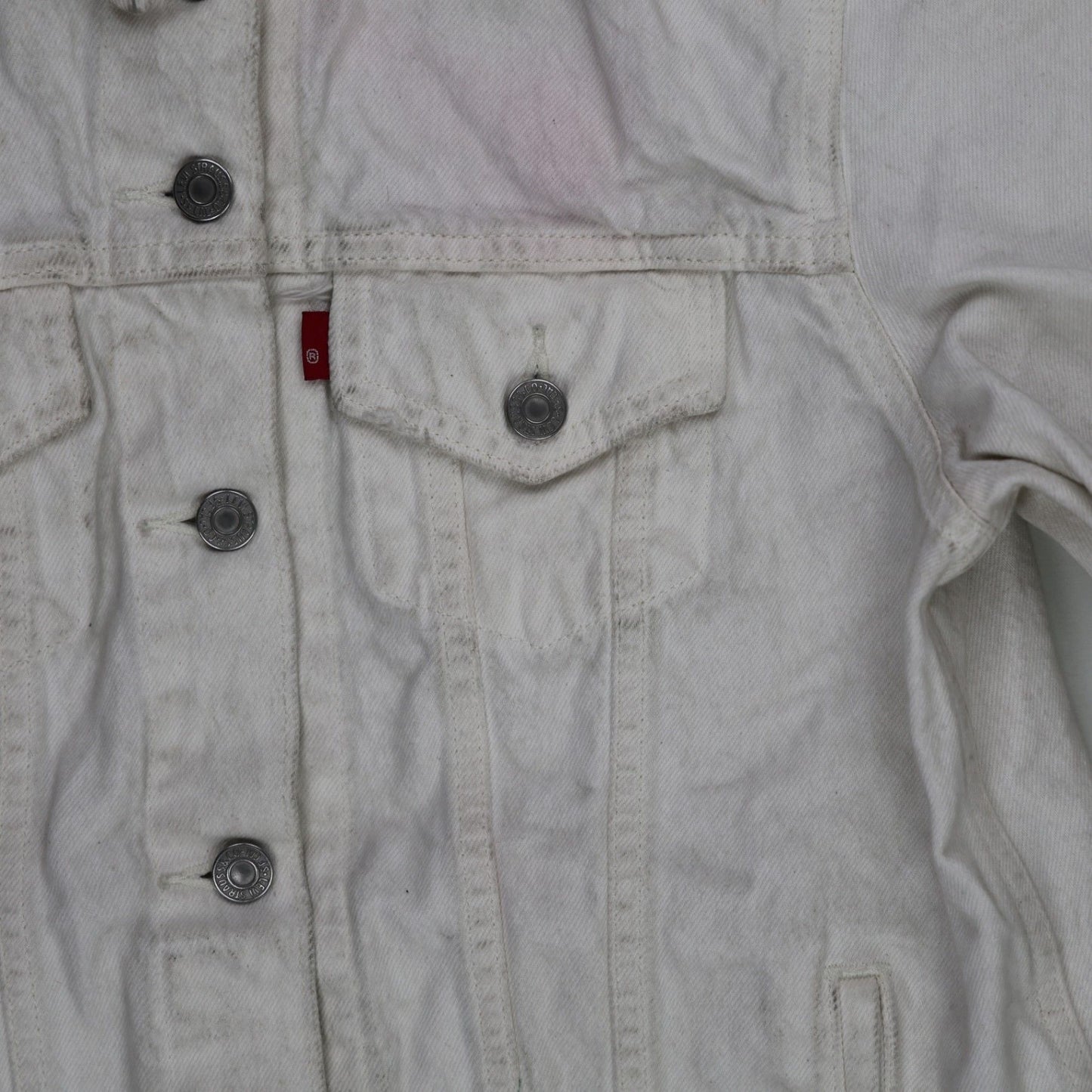 Levi's White Denim Trucker Jacket Large Cotton Vintage