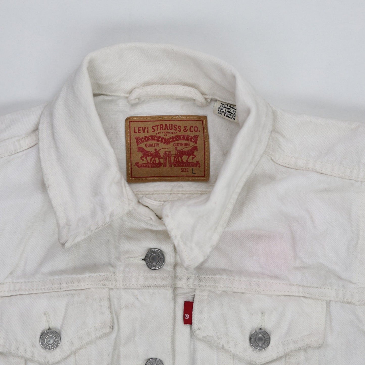 Levi's White Denim Trucker Jacket Large Cotton Vintage