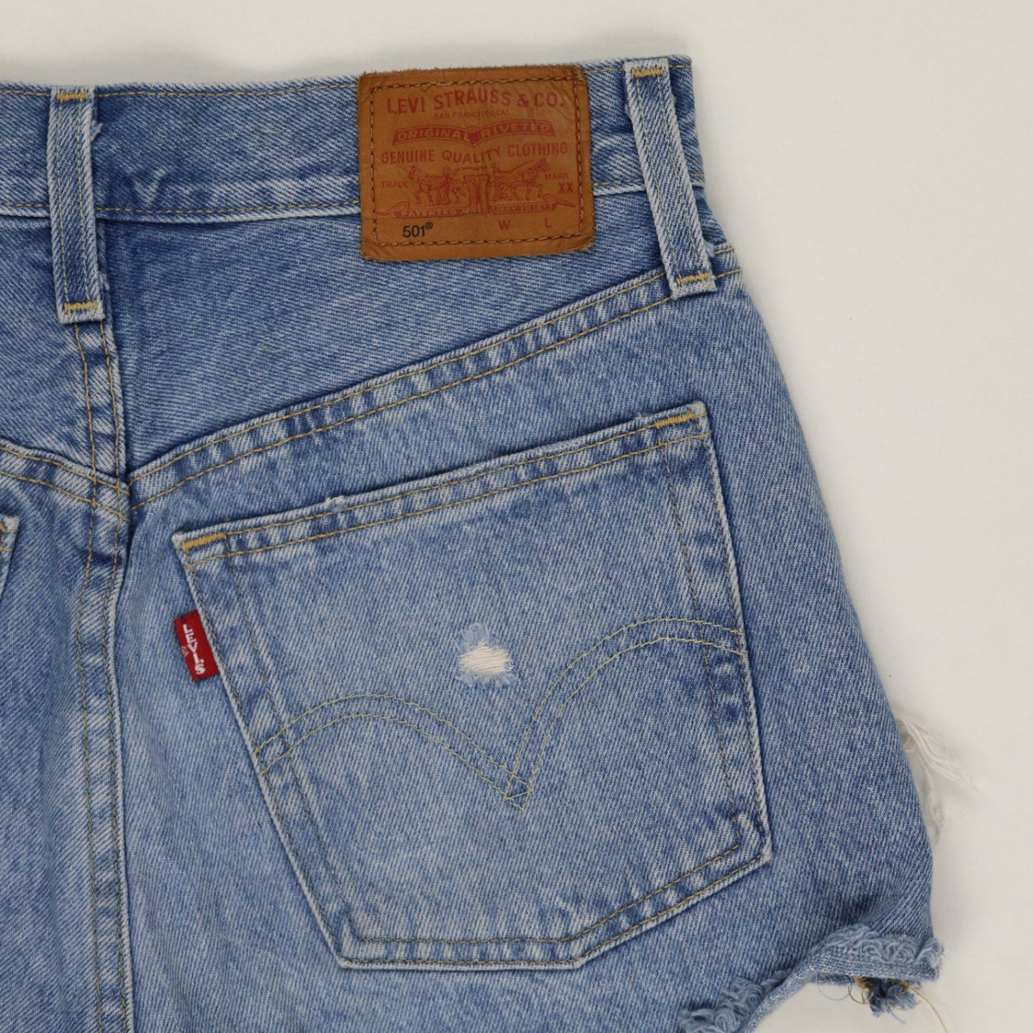 Levi's 501 Vintage Blue Distressed Denim Shorts W28 28in Cotton