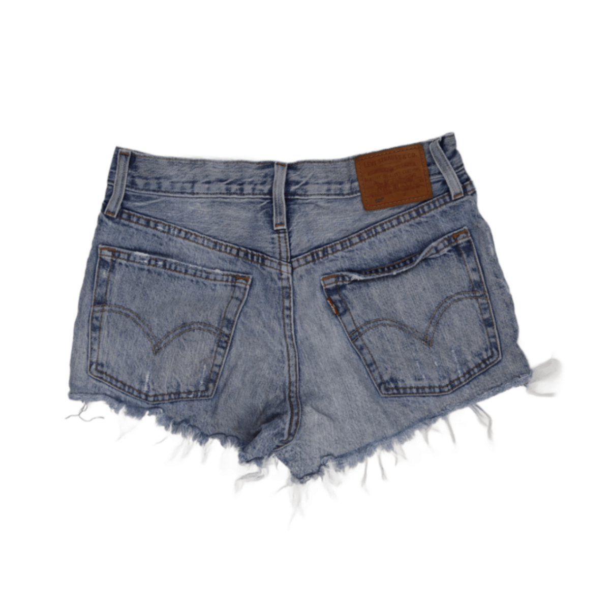 Levi's 501 High Waist Distressed Denim Shorts Light Blue W28 Cotton Vintage