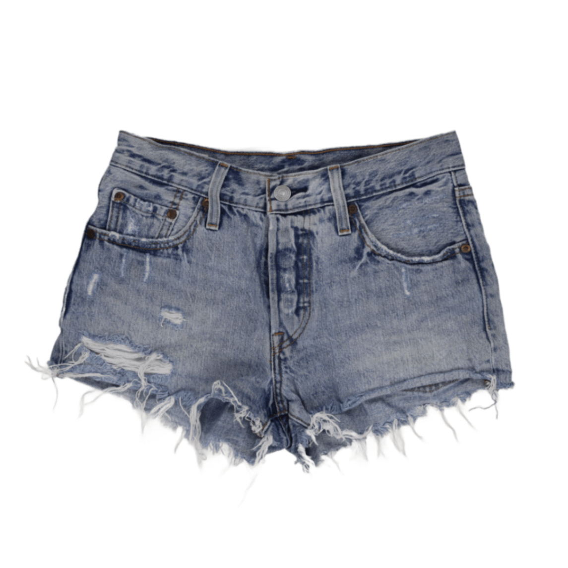 Levi's 501 High Waist Distressed Denim Shorts Light Blue W28 Cotton Vintage