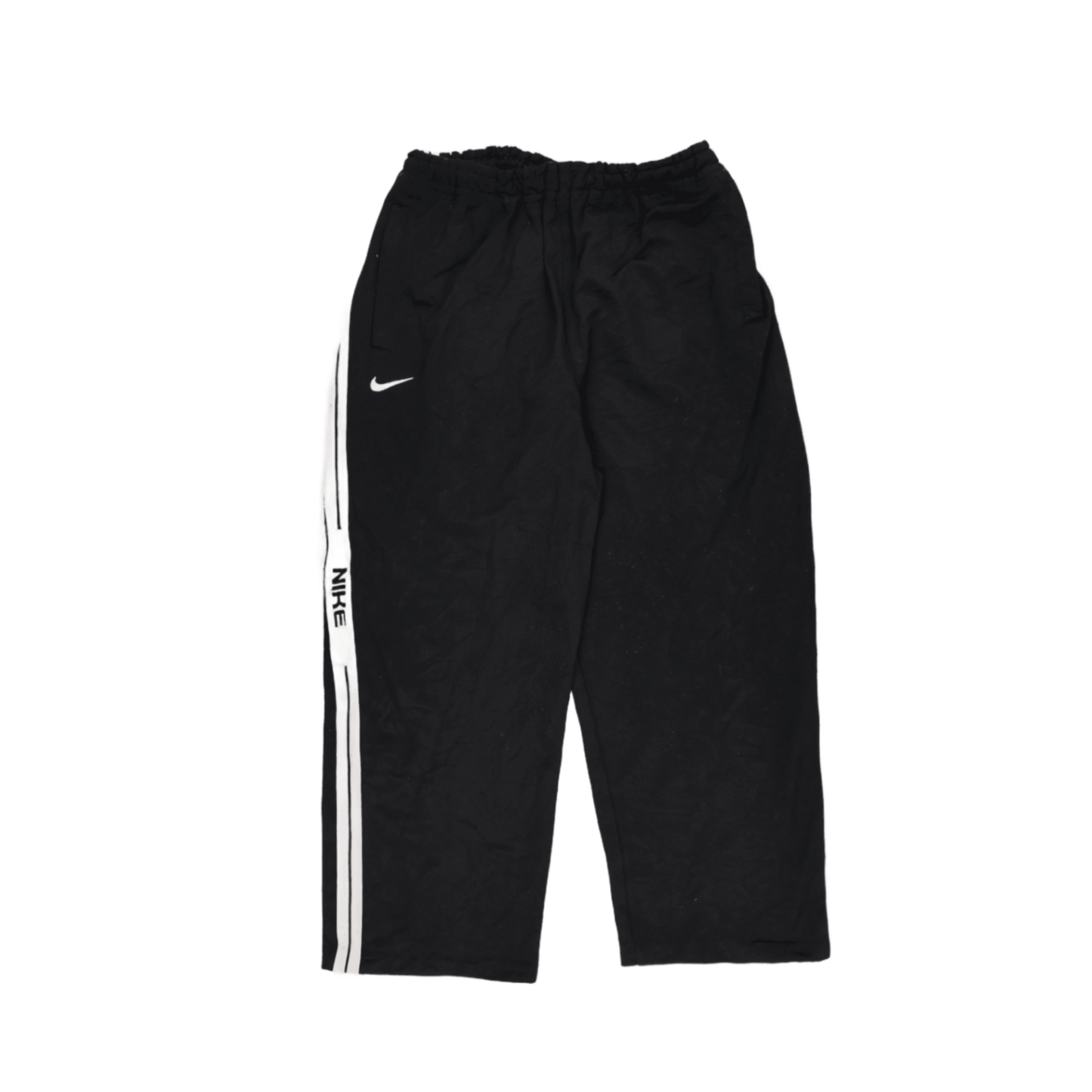 Nike Black Track Pants Medium Polyester Vintage Men's Trousers 74 cm Inseam 41 cm Waist Very Good Condition