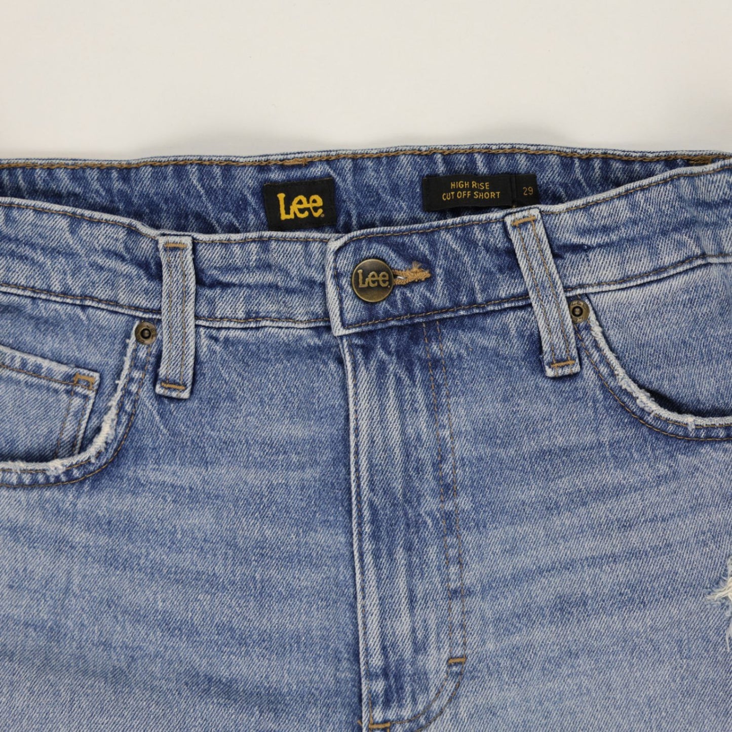Lee High Rise Cut Off Denim Shorts Blue Size 29 Cotton Denim