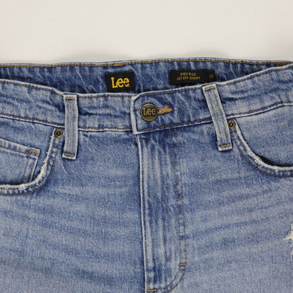 Lee High Rise Cut Off Denim Shorts Blue Size 29 Cotton Denim