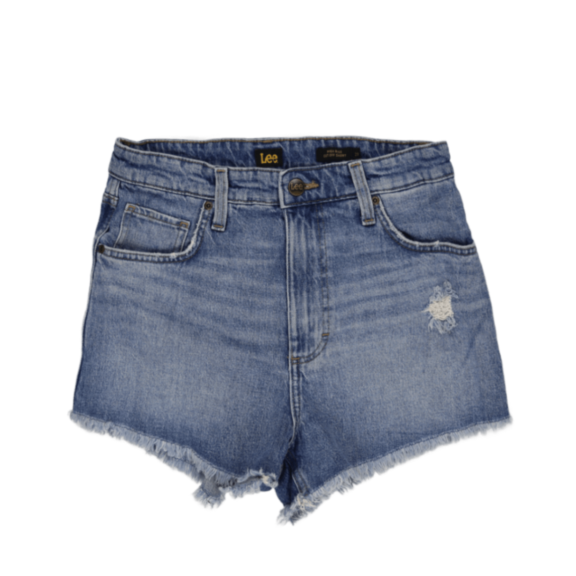 Lee High Rise Cut Off Denim Shorts Blue Size 29 Cotton Denim