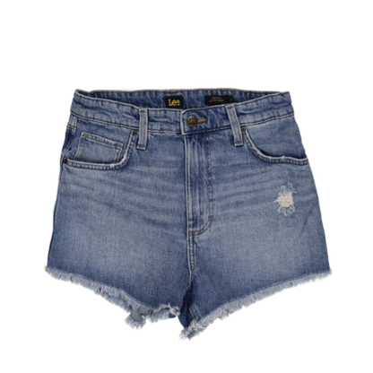 Lee High Rise Cut Off Denim Shorts Blue Size 29 Cotton Denim