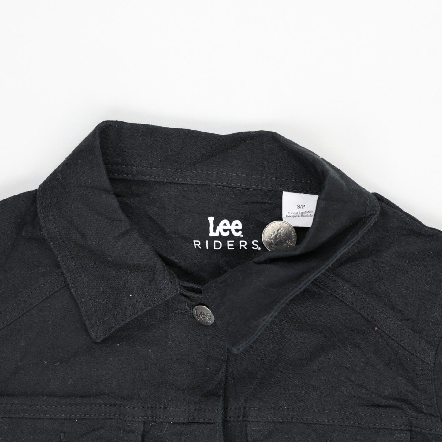 Lee Riders Women's Black Denim Jacket Size Small 100 Percent Cotton Collared