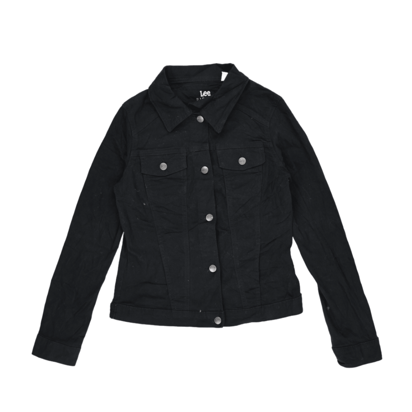 Lee Riders Women's Black Denim Jacket Size Small 100 Percent Cotton Collared