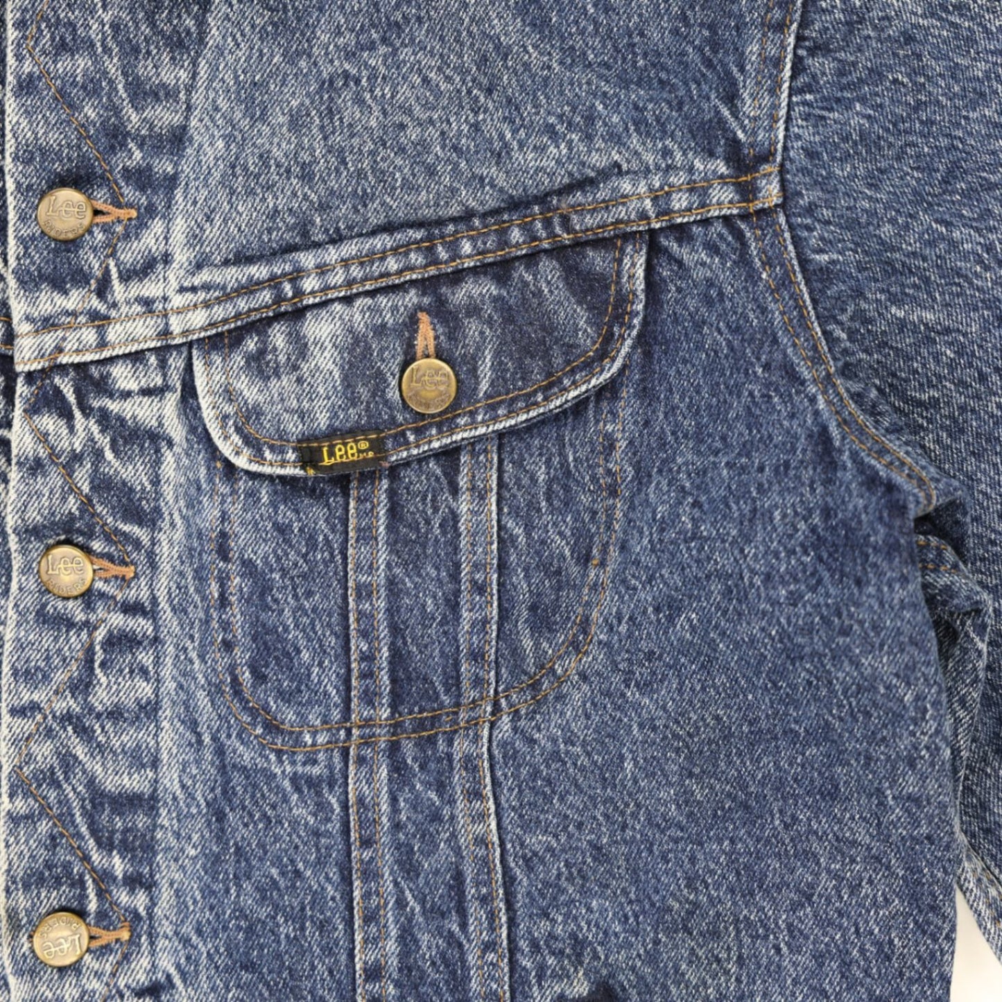 Lee Vintage Acid Wash Denim Jacket Blue Medium Cotton Denim Collared