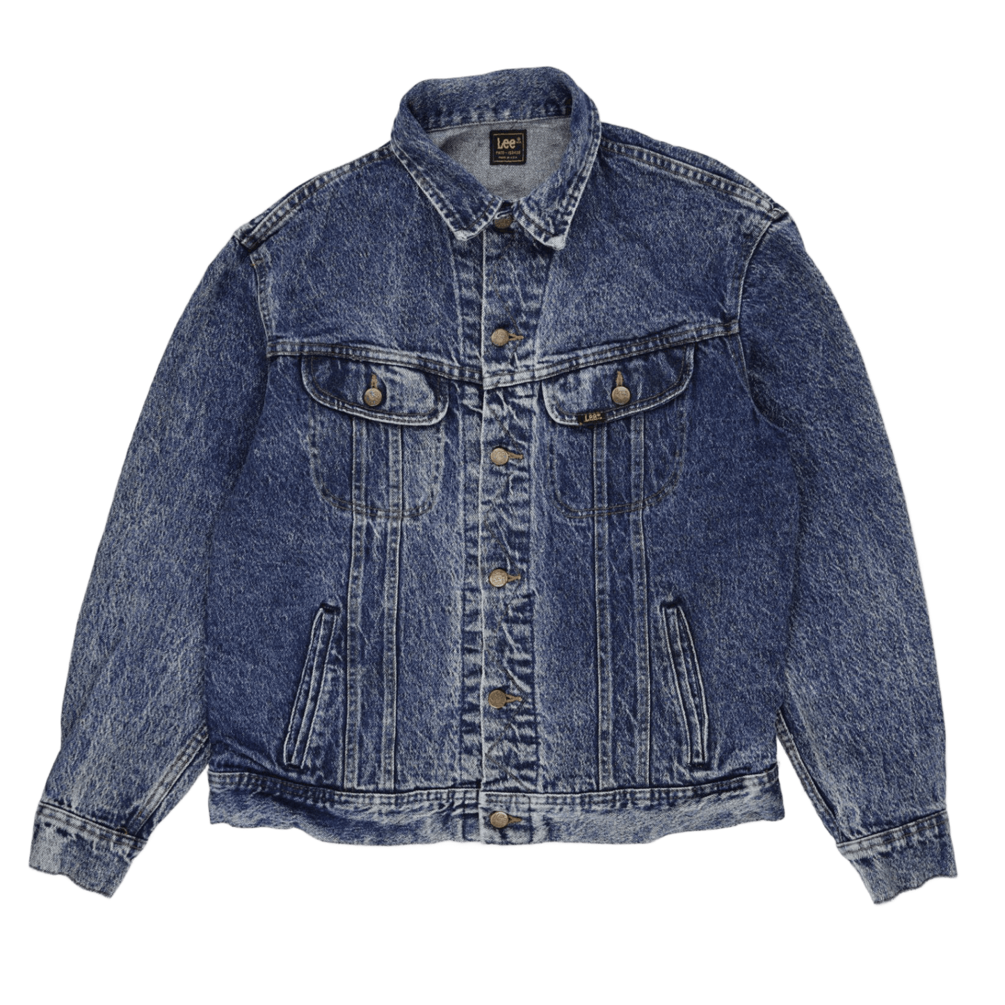 Lee Vintage Acid Wash Denim Jacket Blue Medium Cotton Denim Collared