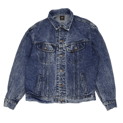 Lee Vintage Acid Wash Denim Jacket Blue Medium Cotton Denim Collared