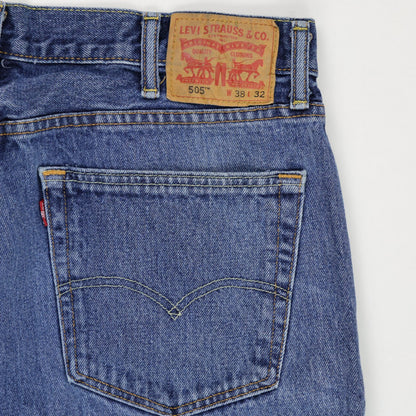 Levi's 505 Vintage Blue Denim Shorts for Men W38 L32 Cotton