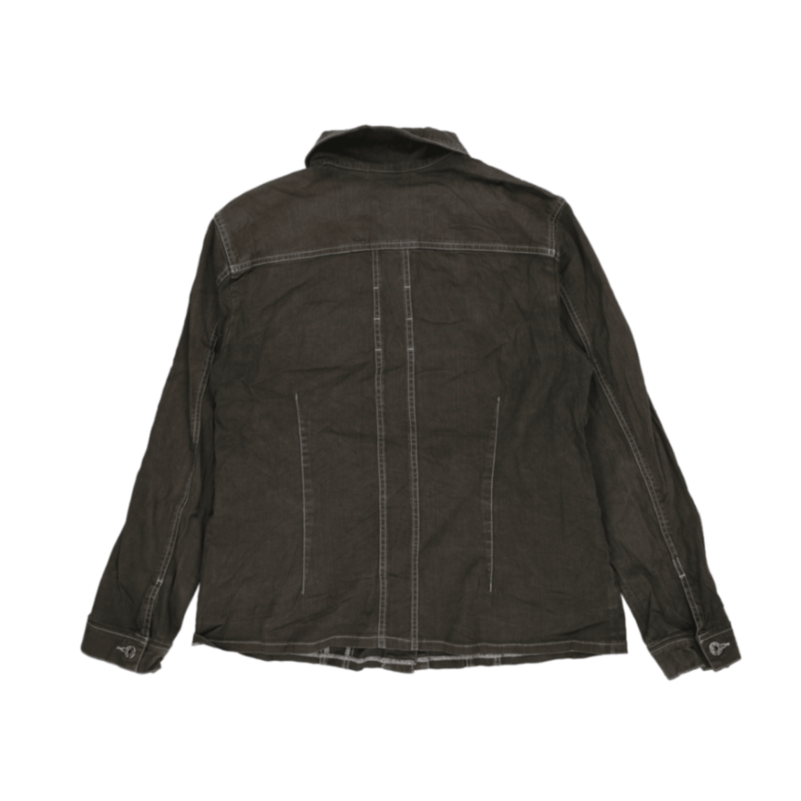 MAC Olive Green Vintage Denim Jacket Size M Cotton Blend Collared
