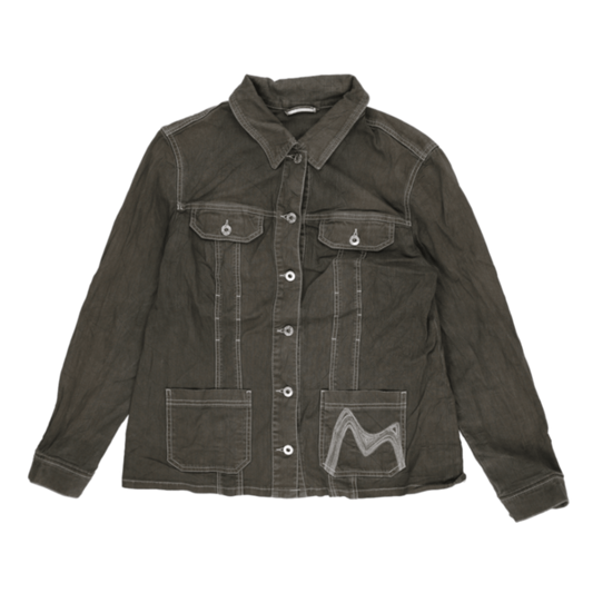 MAC Olive Green Vintage Denim Jacket Size M Cotton Blend Collared