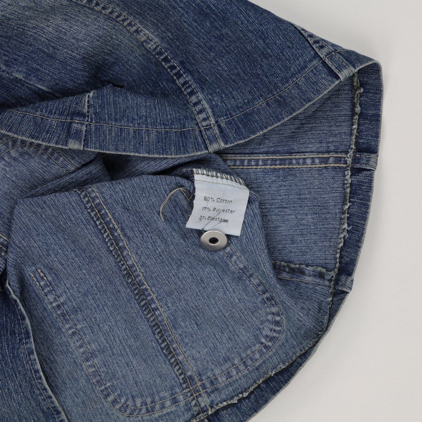 Xi Mai Lin Medium Denim Blazer Jacket Blue 80 Cotton 17 Polyester 3 Elastane Notch Lapel