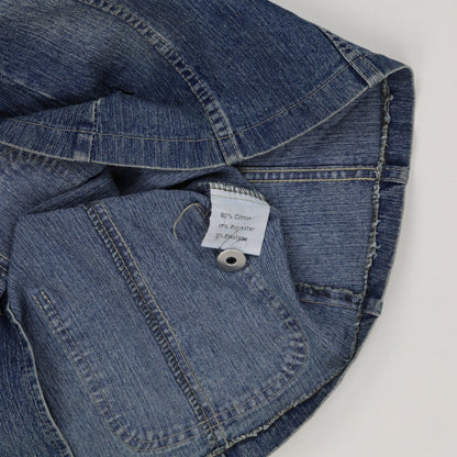 Xi Mai Lin Medium Denim Blazer Jacket Blue 80 Cotton 17 Polyester 3 Elastane Notch Lapel