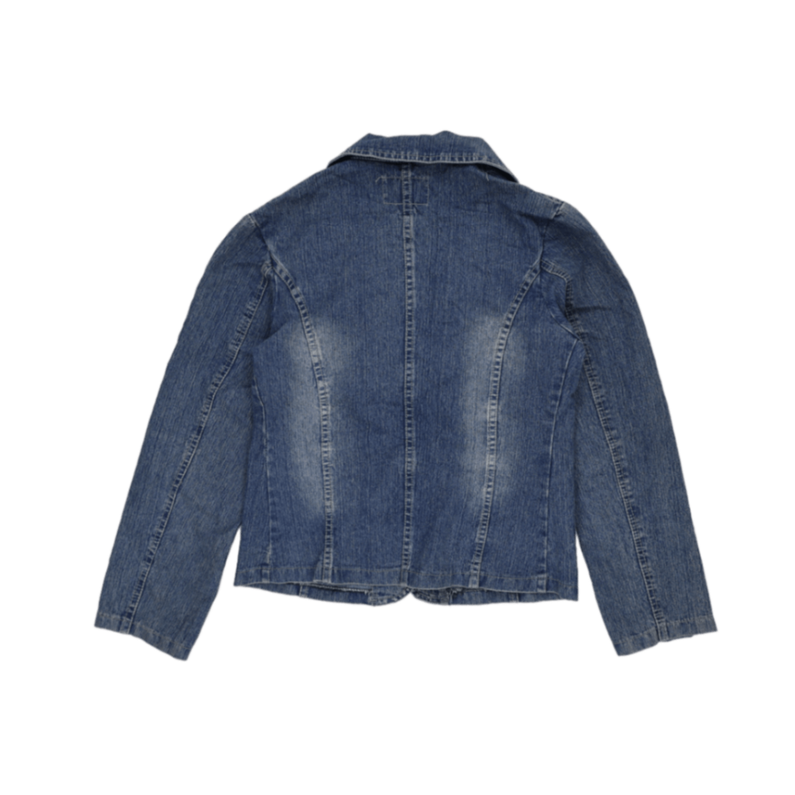 Xi Mai Lin Medium Denim Blazer Jacket Blue 80 Cotton 17 Polyester 3 Elastane Notch Lapel